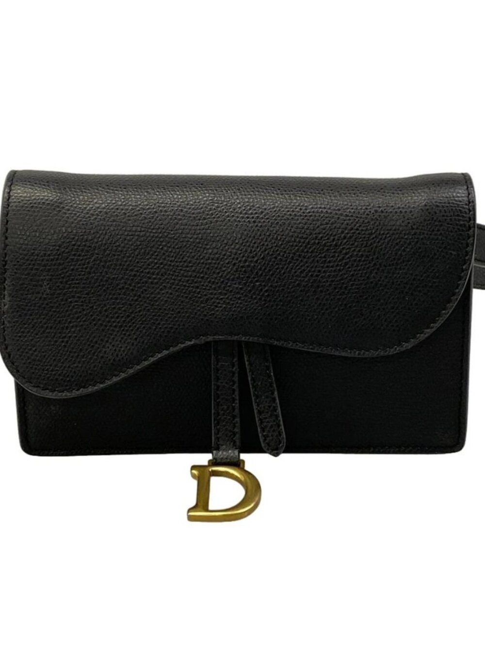 DIOR/ChristianDior Saddle Bag Black Leather Bum Bag - Picture 1 of 15